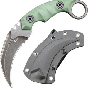 Karambit-Messer D2-Stahl + Nylon-Fiberglas-Griff Outdoor-Klauenmesser mit Kydex-Scheide Edc-Grün