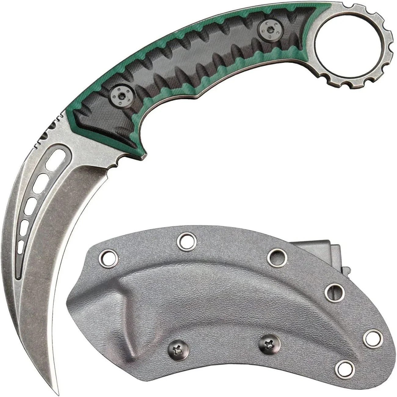 O1CN01bQAoKo1qdkrKmIWAP_4128405519-0-cib.jpg Karambit-Messer mit fester Klinge aus D2-Stahl + G10-Griff, Outdoor-Klauenmesser mit Schutzhlle, EDC-Werkzeug, Grn