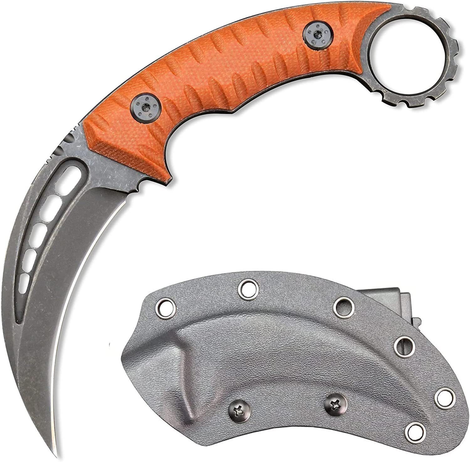 O1CN01eidxFQ1qdkkv24Diz_4128405519-0-cib.jpg Karambit-Messer mit fester Klinge aus D2-Stahl + G10-Griff, Outdoor-Klauenmesser mit Schutzhülle, EDC-Werkzeug, Orange